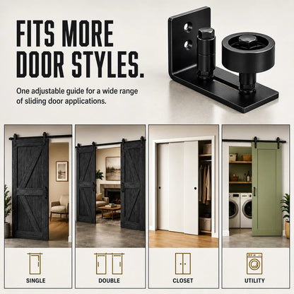 Purpose-Built 8-in-1 Adjustable Barn Door Floor Guide – Wall-Mount