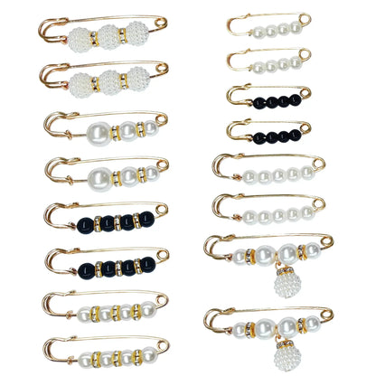 Faux Pearl Brooch Safety Pins for Dresses and Scarves, 8-Piece Set