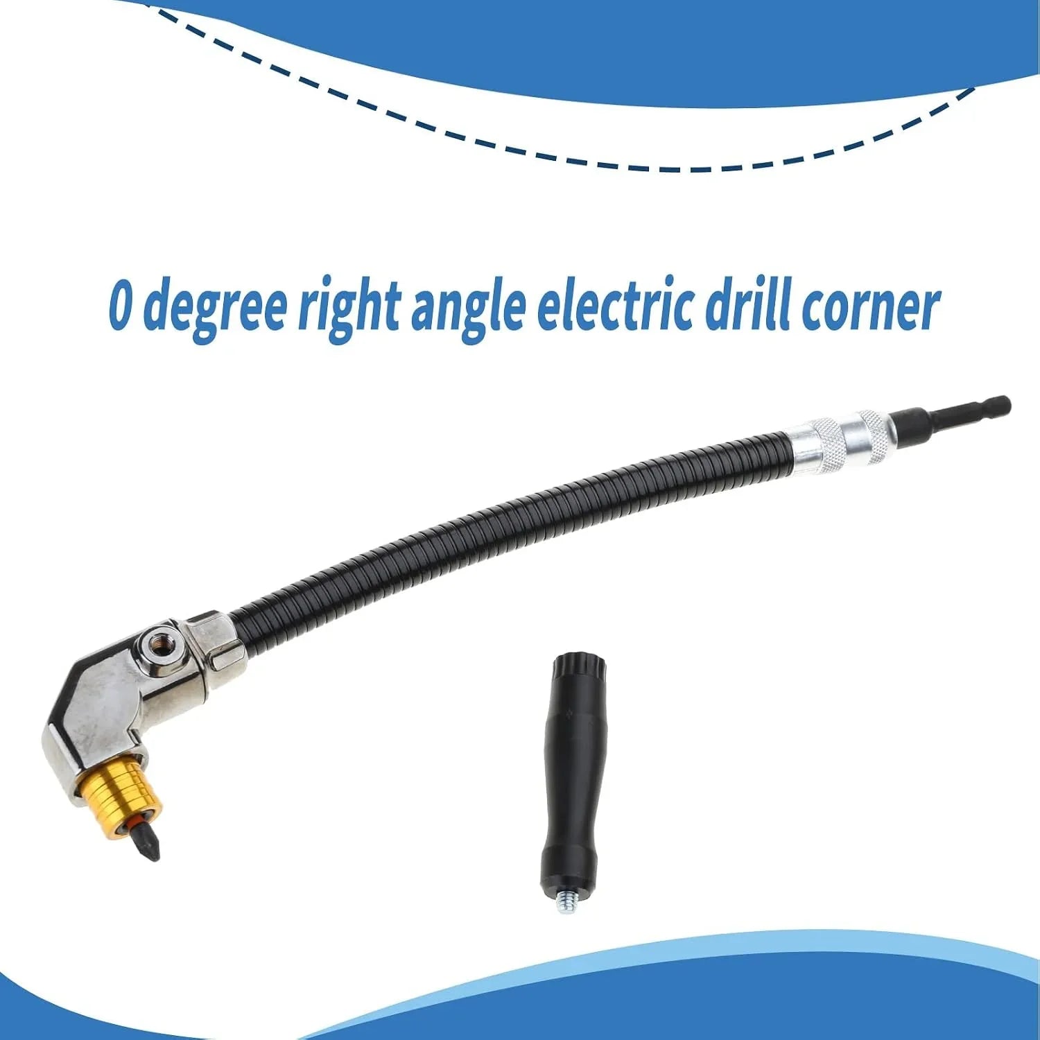 Flexible 90-Degree Right-Angle Drill Attachment with Extended Shaft