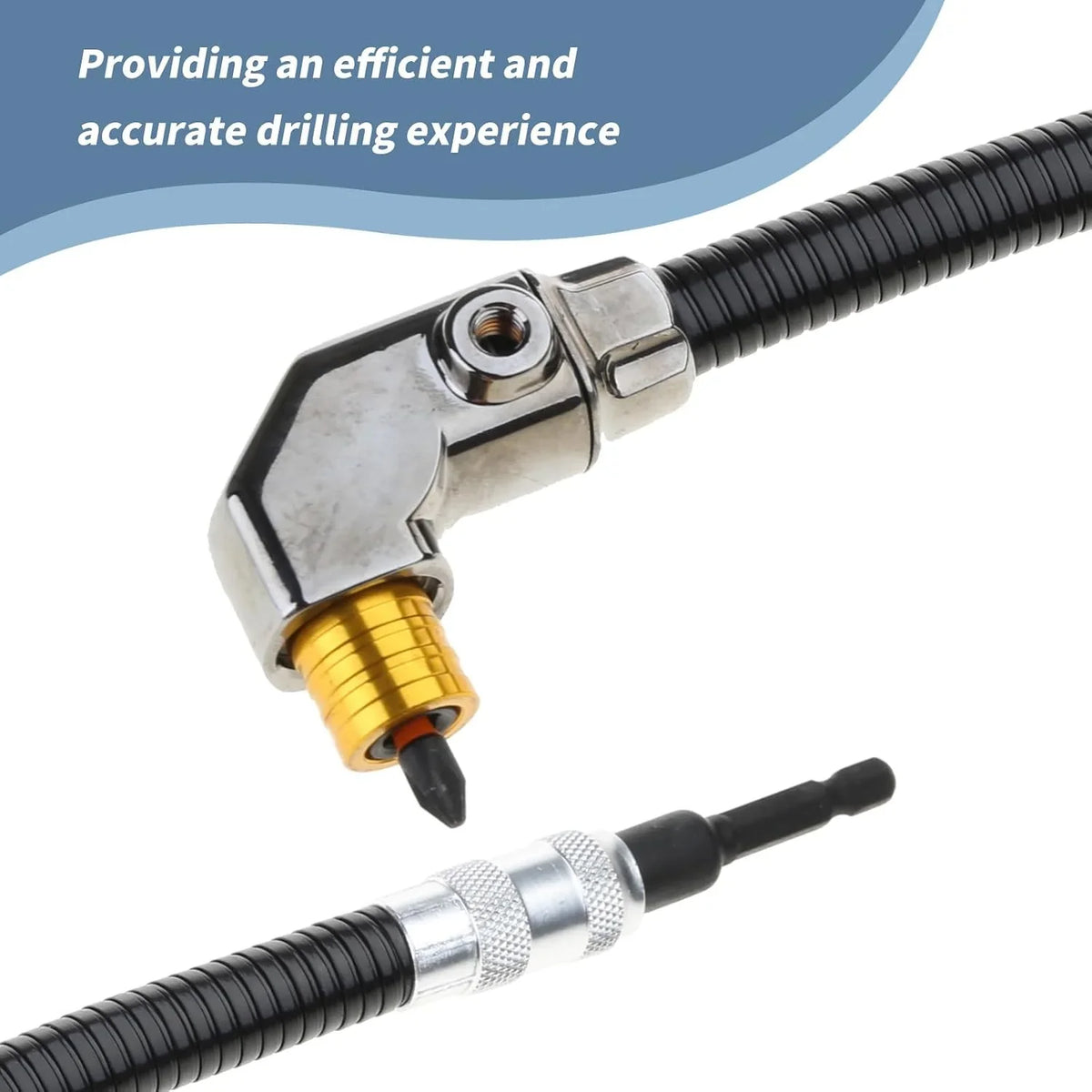 Flexible 90-Degree Right-Angle Drill Attachment with Extended Shaft