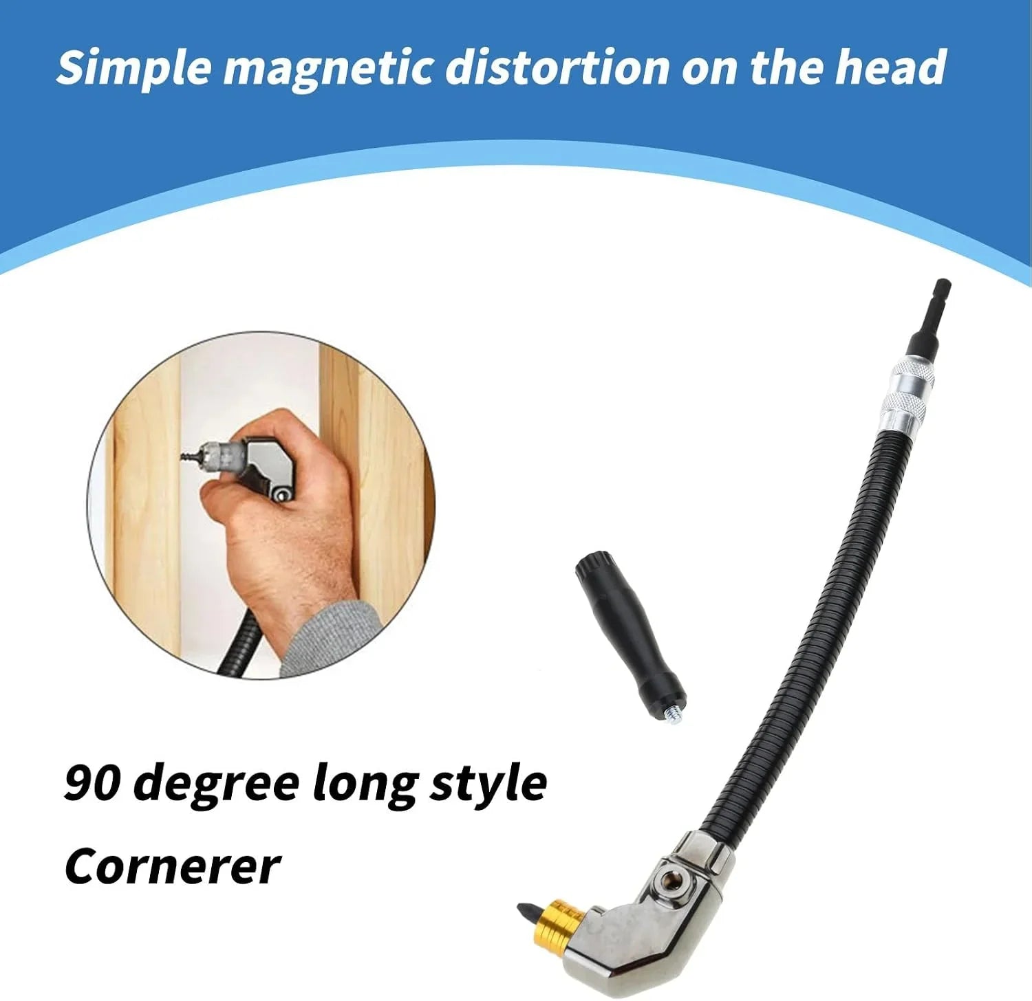 Flexible 90-Degree Right-Angle Drill Attachment with Extended Shaft