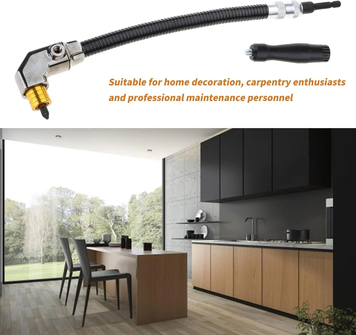 Flexible 90-Degree Right-Angle Drill Attachment with Extended Shaft