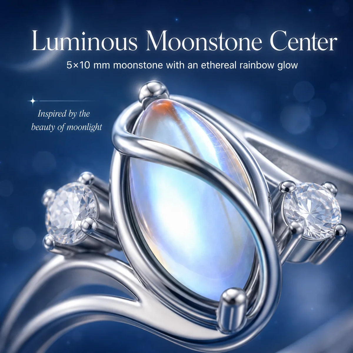 Distinctive 925 Sterling Silver Rainbow Moonstone