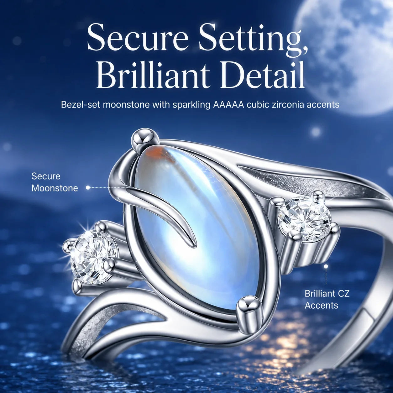 Distinctive 925 Sterling Silver Rainbow Moonstone