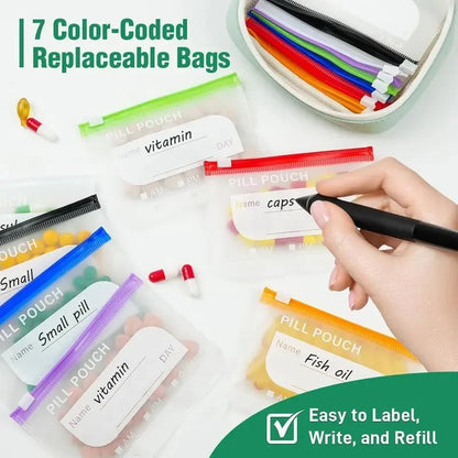 A8 Waterproof Pill Pouch Set - 7 to 14 Day Medication Organizer