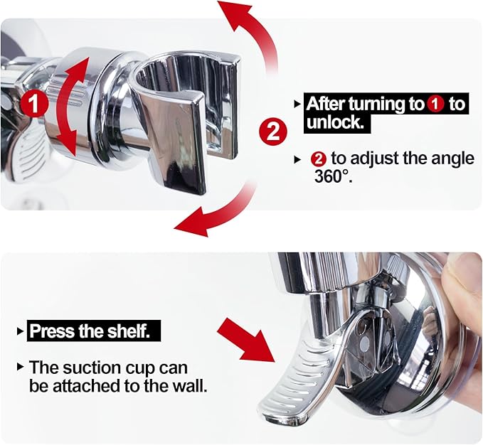 Drill-Free Suction Mount with Adjustable Hand-Shower Cradle