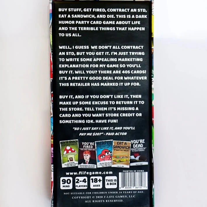 Dark-Humor Adulthood Life Simulation Party Card Game