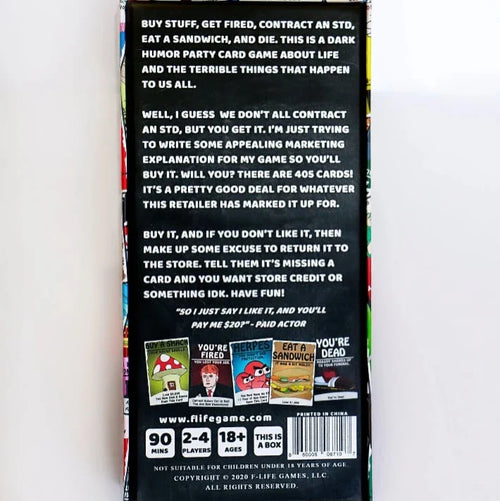 Dark-Humor Adulthood Life Simulation Party Card Game