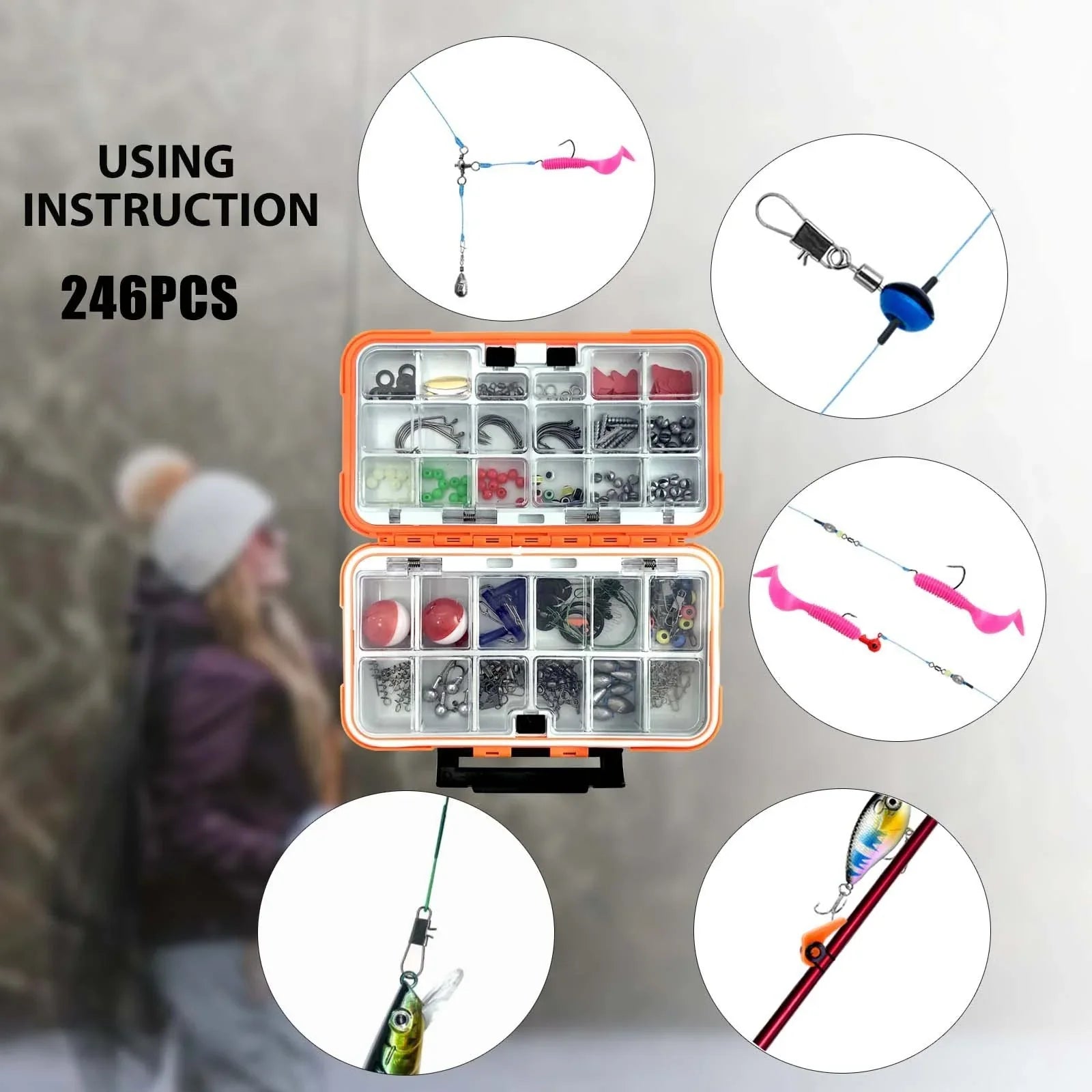 Fishing Tackle Assortment in a Portable Storage Box