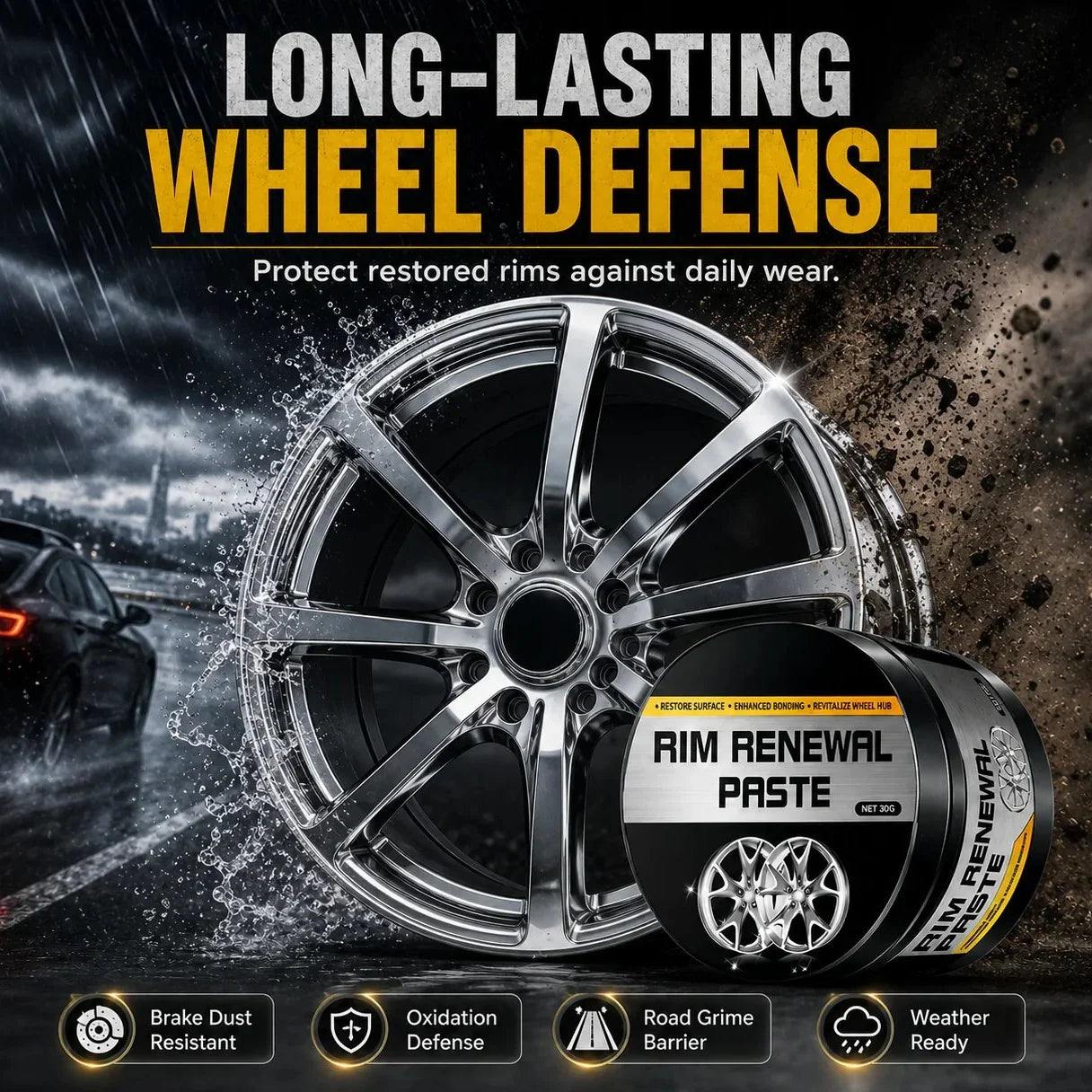 Vehicle-Ready All-in-One Wheel Care & Restoration Paste for Garage Use