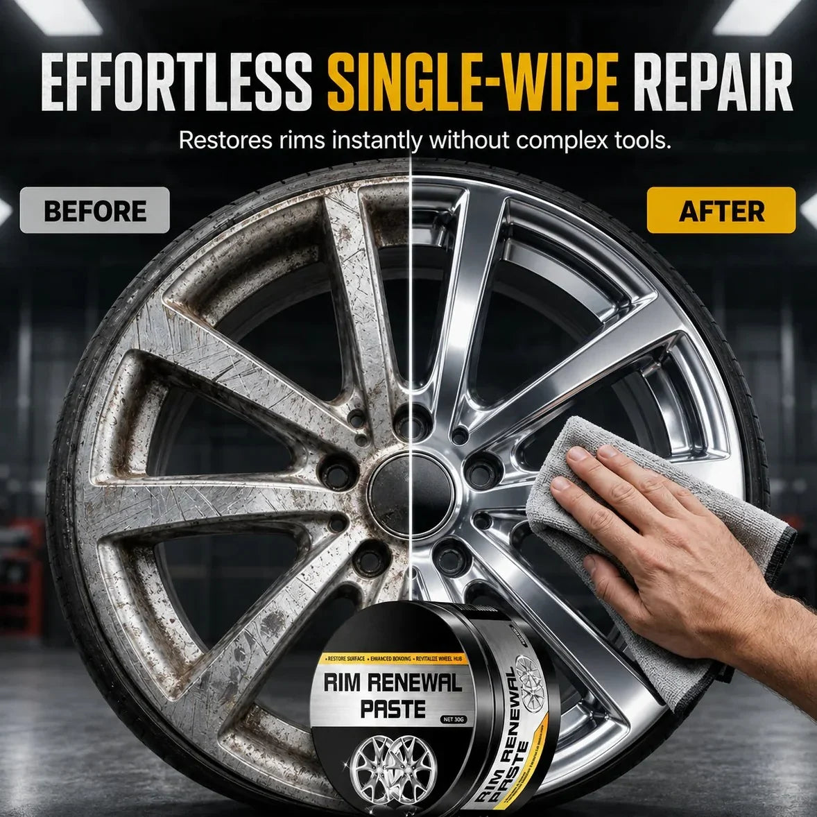 Vehicle-Ready All-in-One Wheel Care & Restoration Paste for Garage Use