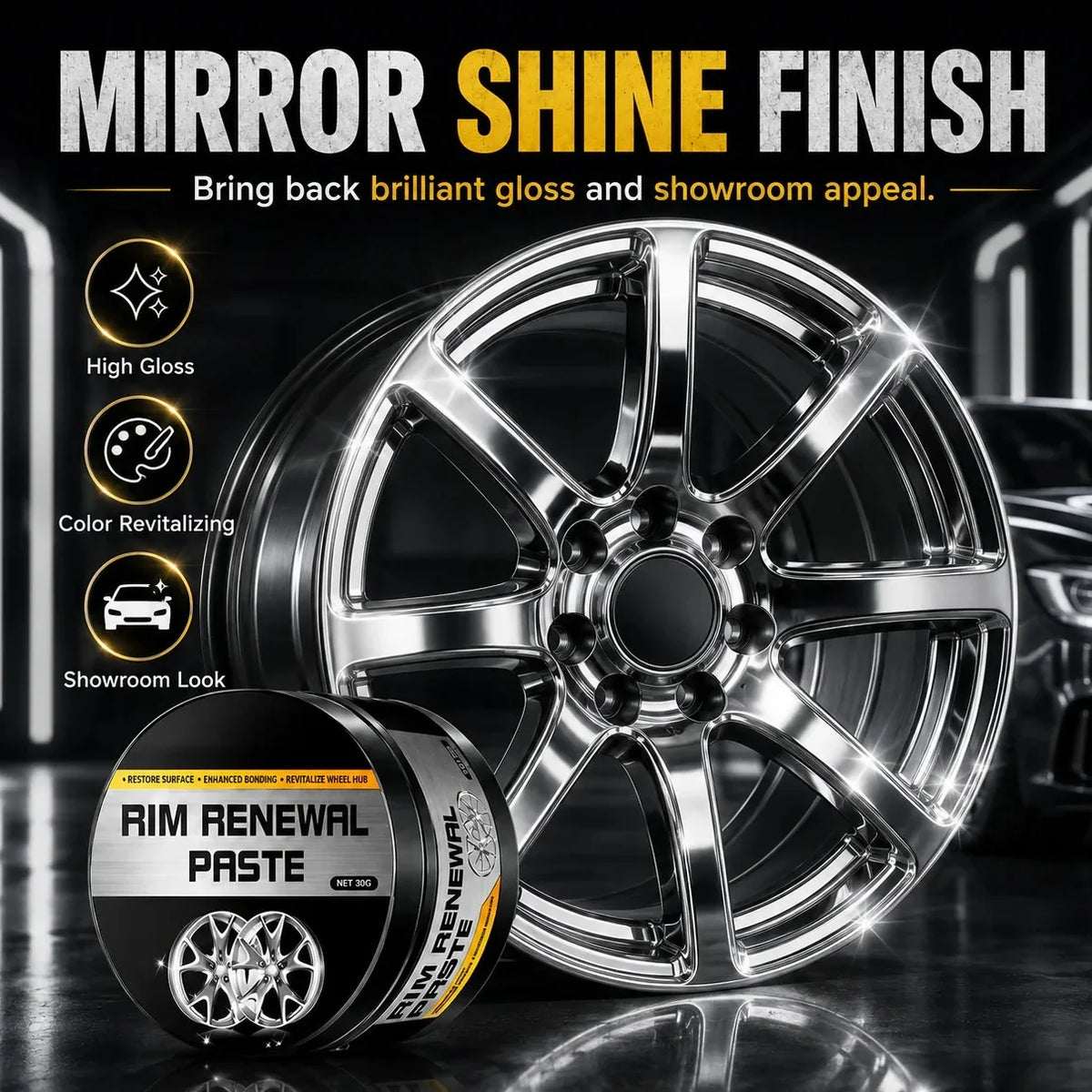 Vehicle-Ready All-in-One Wheel Care & Restoration Paste for Garage Use