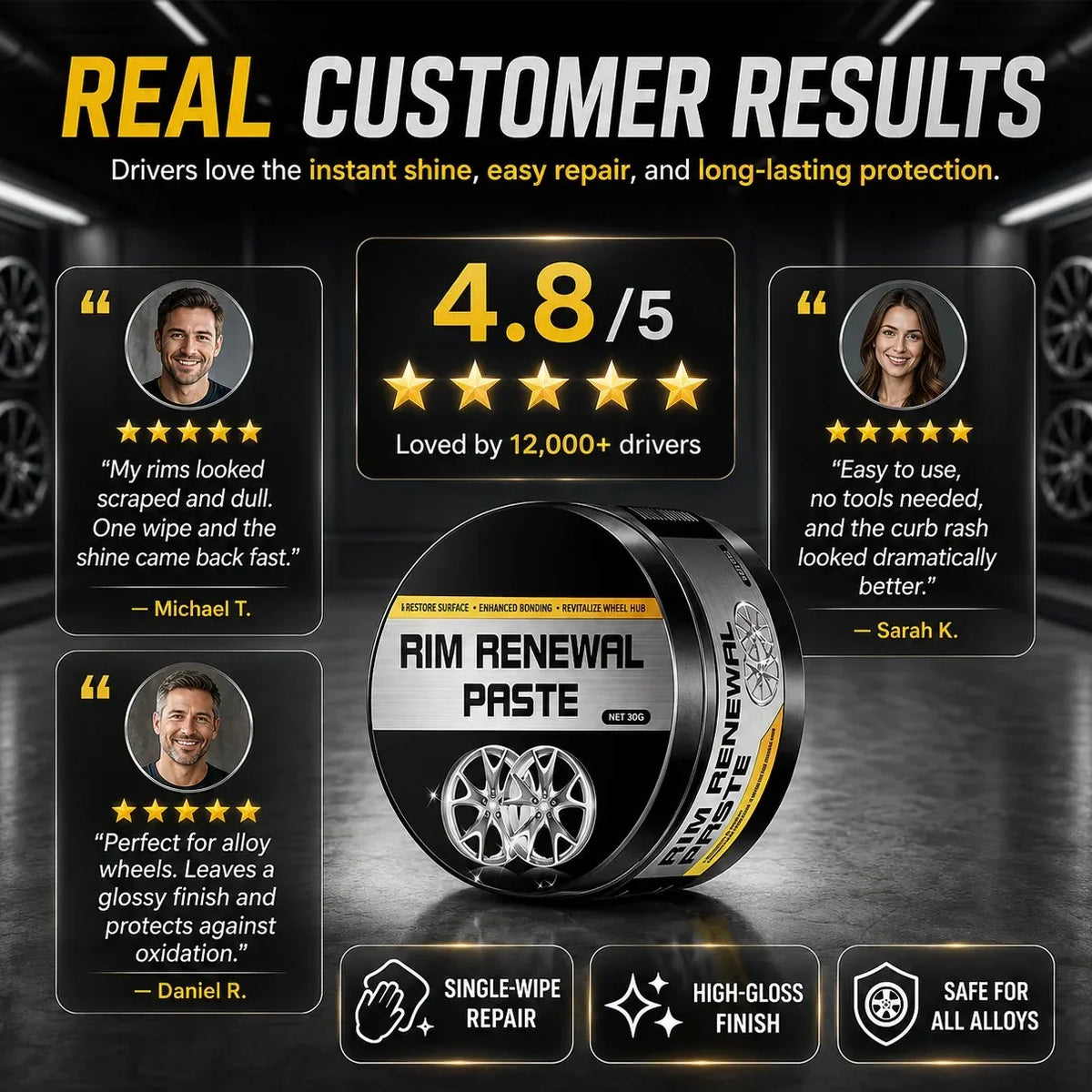 Vehicle-Ready All-in-One Wheel Care & Restoration Paste for Garage Use