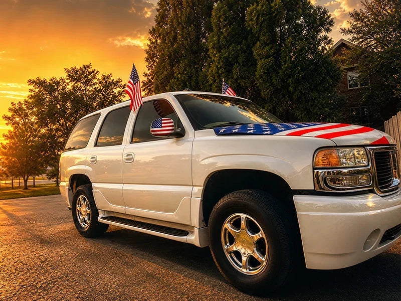 Vehicle-Ready 4th Of July – Hood Flag for Practical Car Use