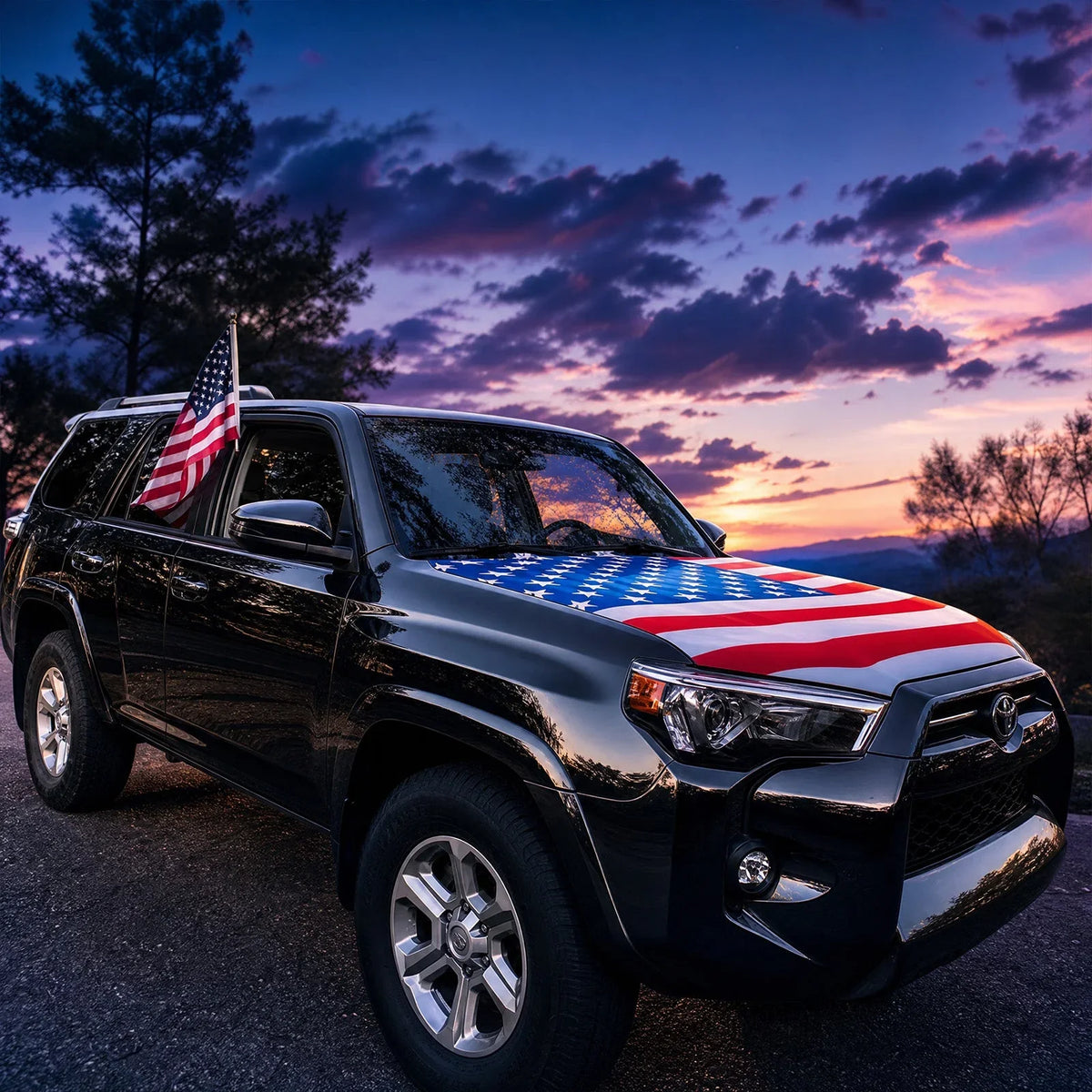 Vehicle-Ready 4th Of July – Hood Flag for Practical Car Use