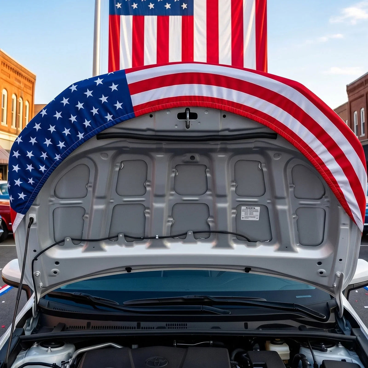 Vehicle-Ready 4th Of July – Hood Flag for Practical Car Use