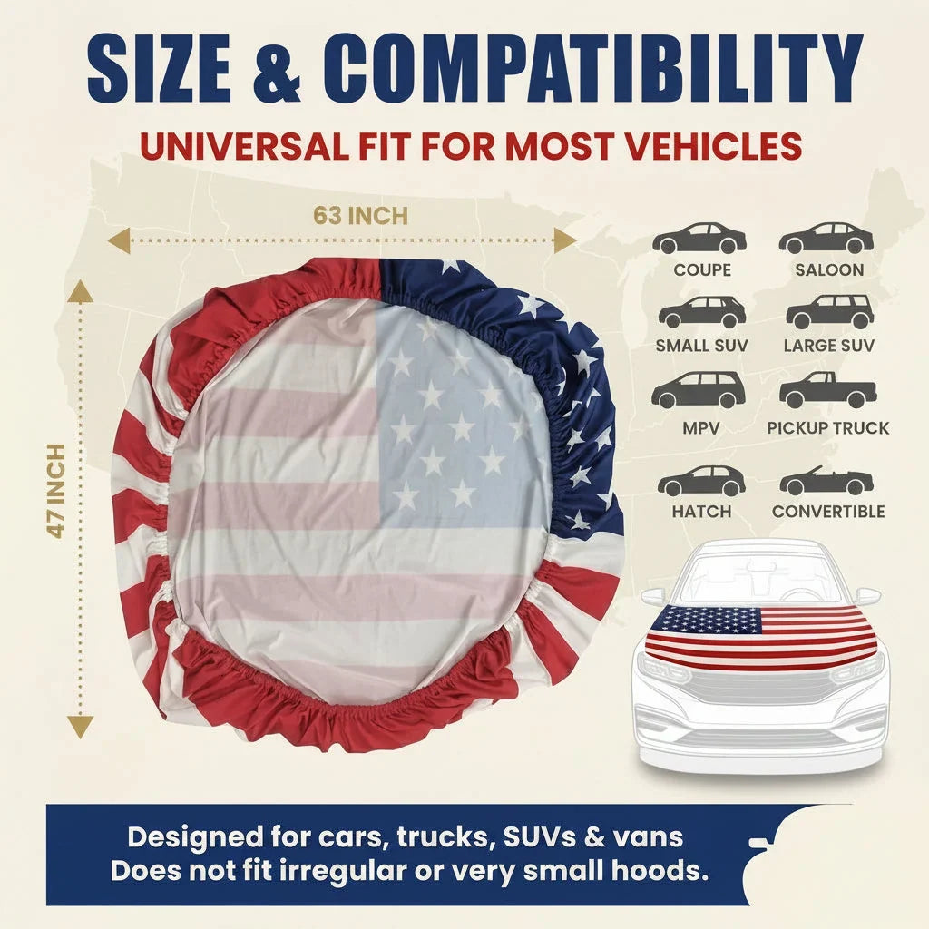 Vehicle-Ready 4th Of July – Hood Flag for Practical Car Use