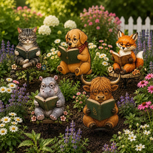 Outdoor Animal Reading Garden Stake for Garden Display