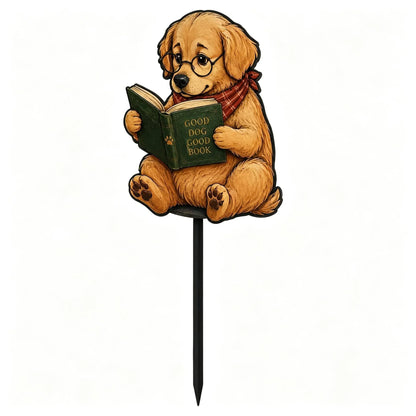 Outdoor Animal Reading Garden Stake for Garden Display