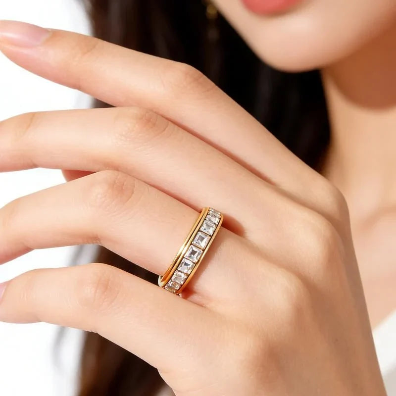 Distinctive Anxiety Rings for Women and Men Titanium Steel Spinner