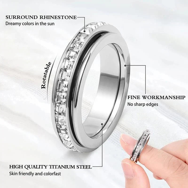 Distinctive Anxiety Rings for Women and Men Titanium Steel Spinner