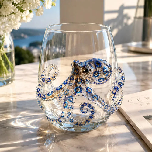 Distinctive Artisanal Blue Ringed Octopus Glassware for Everyday Wear