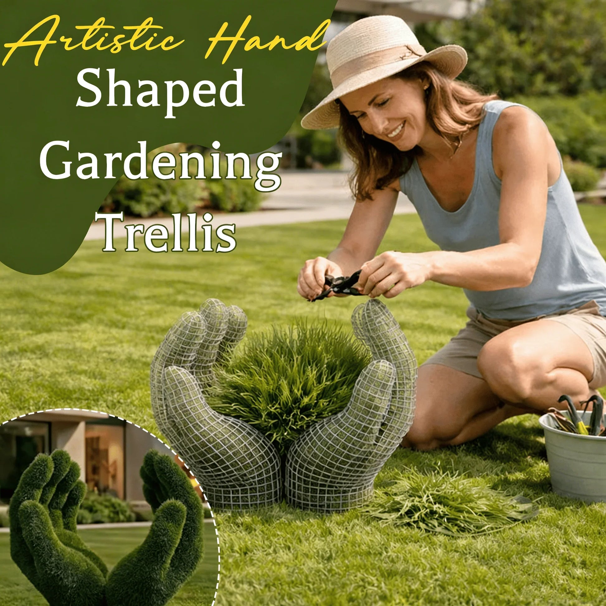 Hand-Shaped Topiary Gardening Trellis for Unique Garden Art