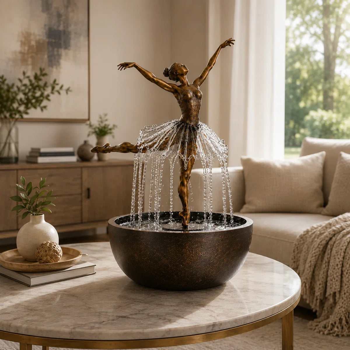 Purpose-Built Elegant Ballerina Waterfall Fountain for Everyday Use