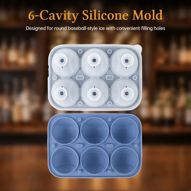 Baseball-Stitch Silicone Ice Ball Mold for Slow-Melting Drinks