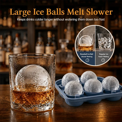 Baseball-Stitch Silicone Ice Ball Mold for Slow-Melting Drinks