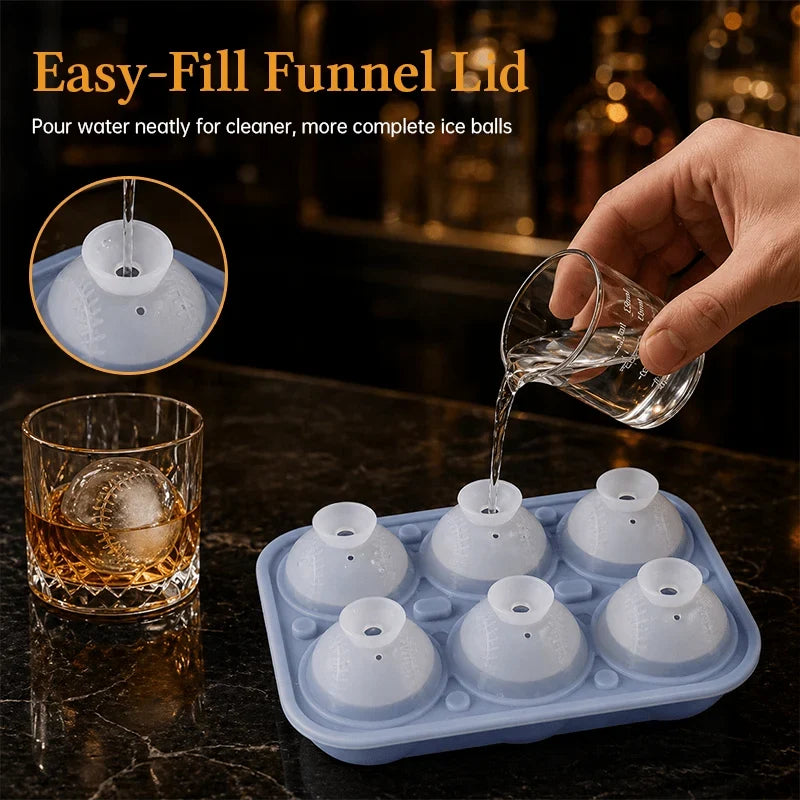 Baseball-Stitch Silicone Ice Ball Mold for Slow-Melting Drinks