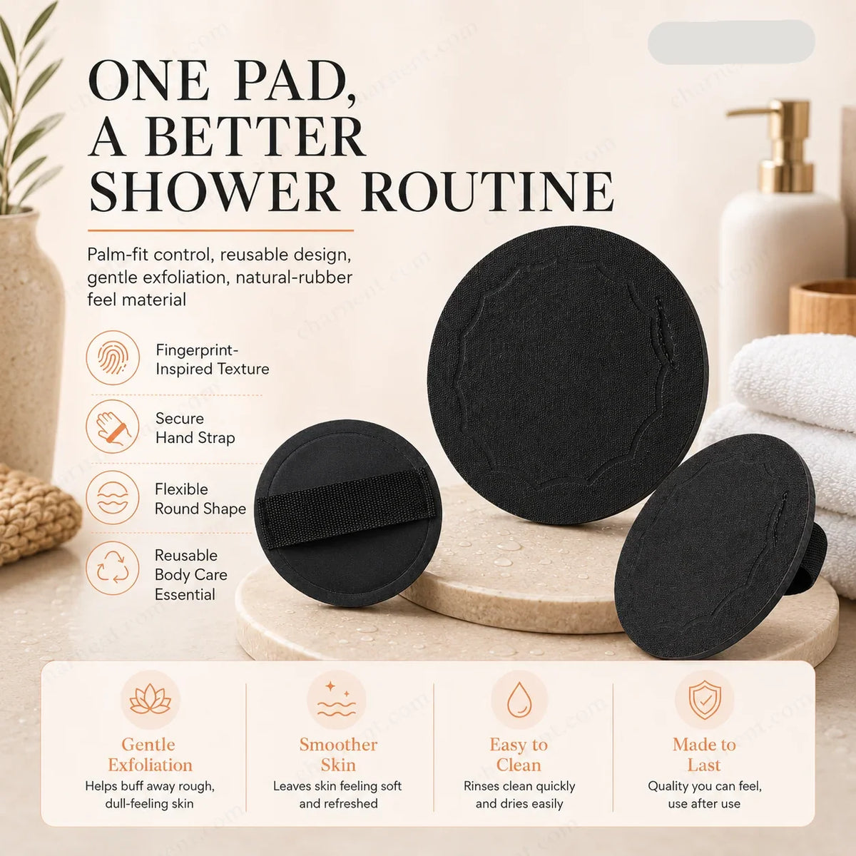 Easy-Care 2-Pack Scrub Bath Pads – Gently exfoliate, unclog pores