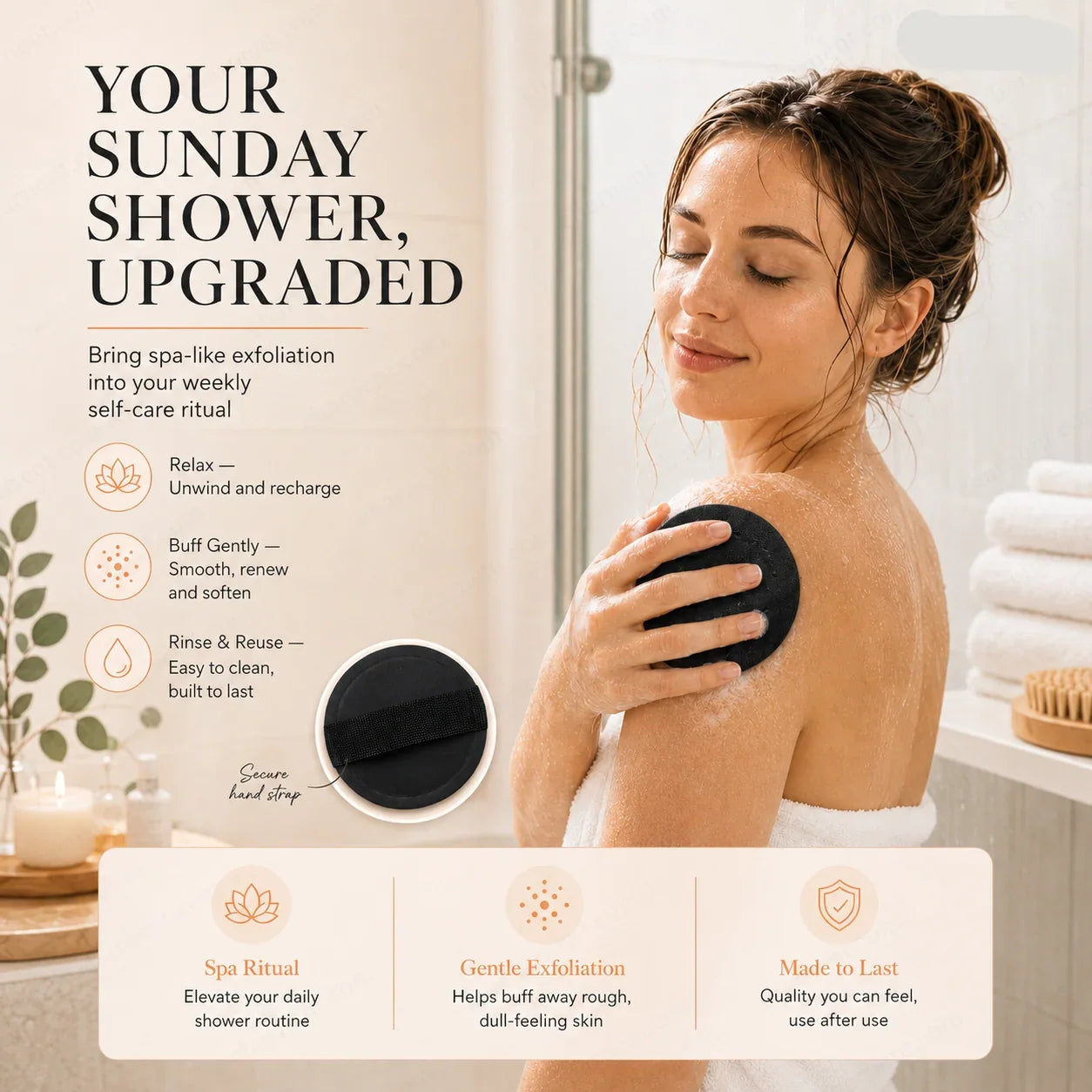 Easy-Care 2-Pack Scrub Bath Pads – Gently exfoliate, unclog pores