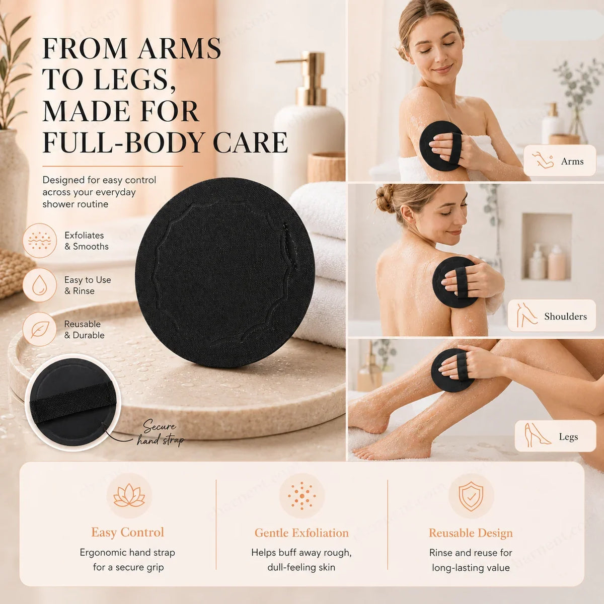 Easy-Care 2-Pack Scrub Bath Pads – Gently exfoliate, unclog pores