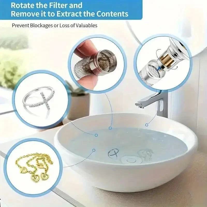 Easy-Care Universal Pop-Up Sink Drain Filter for Routine Upkeep