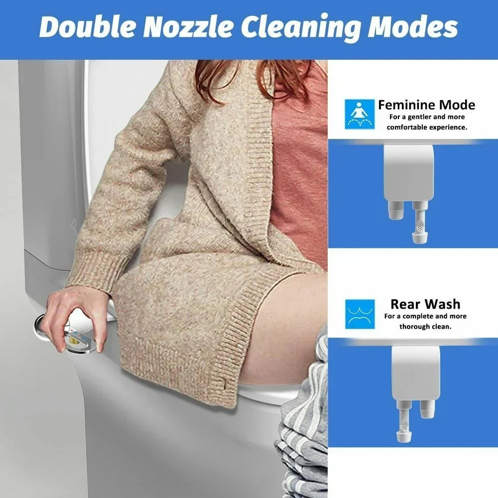 Non-Electric Dual Nozzle Bidet with Self-Cleaning Function