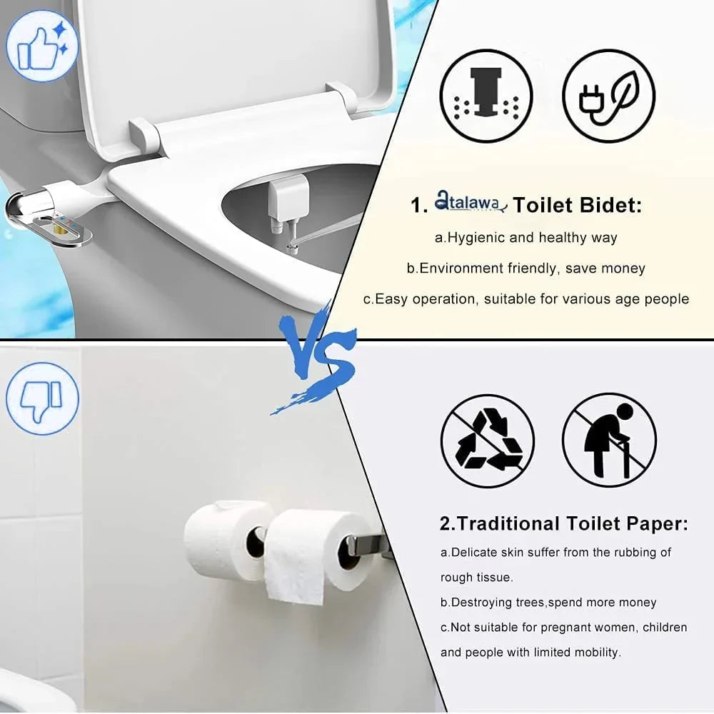 Non-Electric Dual Nozzle Bidet with Self-Cleaning Function