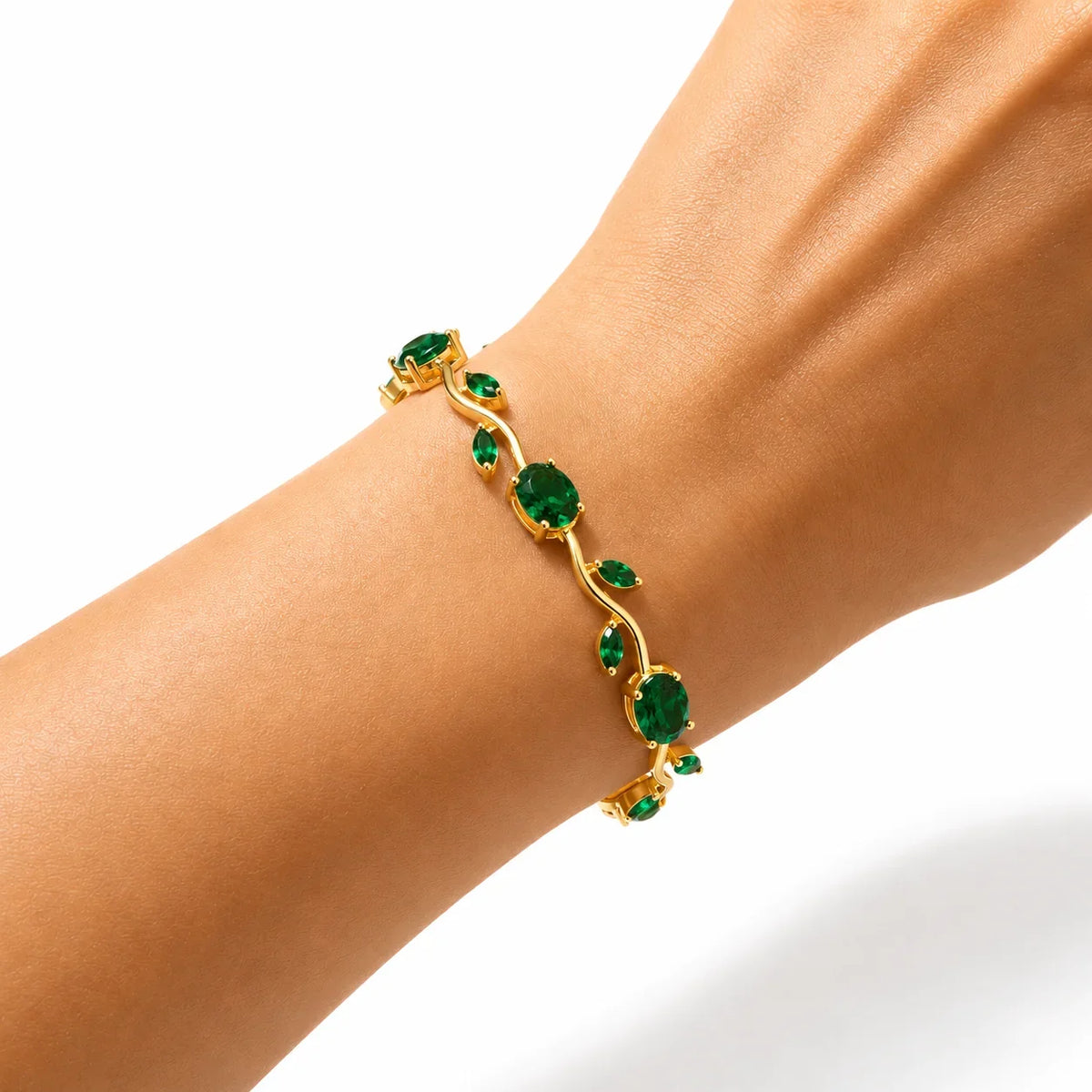 Gold-Plated Stainless Steel Bracelet with Pink Tulips