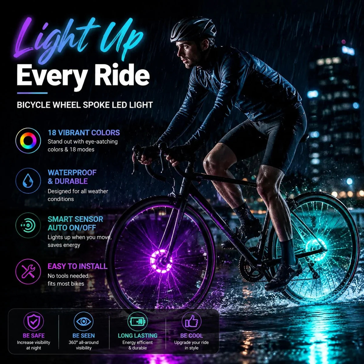 Decorative Bicycle Wheel Spoke LED Light for Focused Lighting