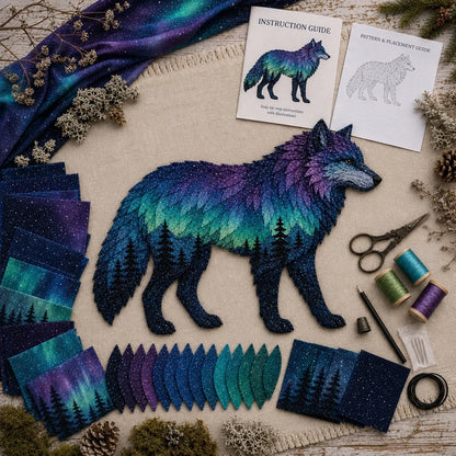 Aurora Wildlife Textile Art Kit for a Handmade Scenic Panel