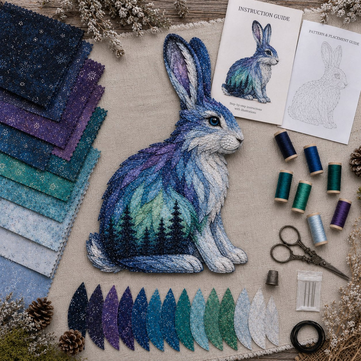 Aurora Wildlife Textile Art Kit for a Handmade Scenic Panel