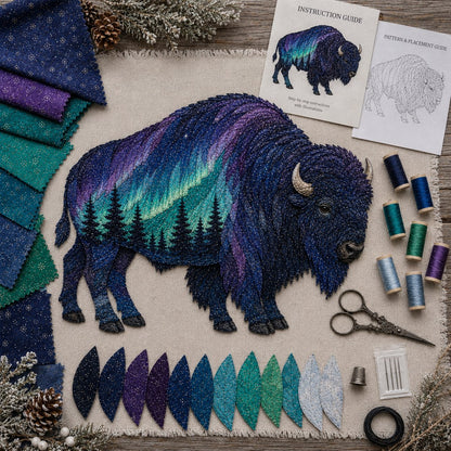 Aurora Wildlife Textile Art Kit for a Handmade Scenic Panel