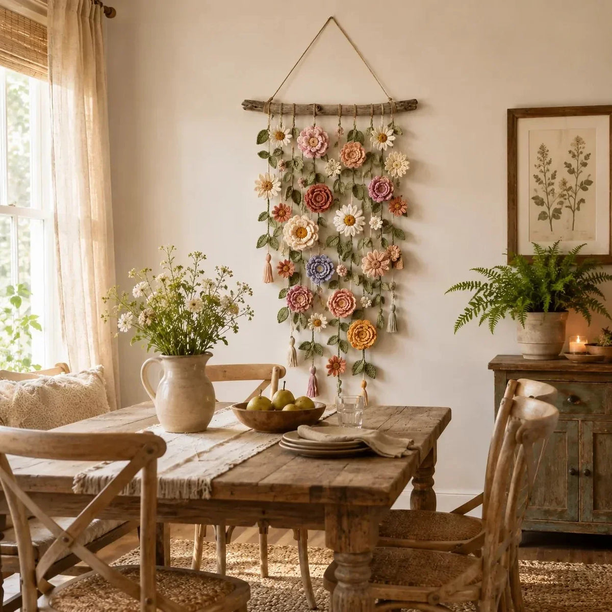 Purpose-Built Boho Crochet Flower Wall Hanging Decor for Everyday Use