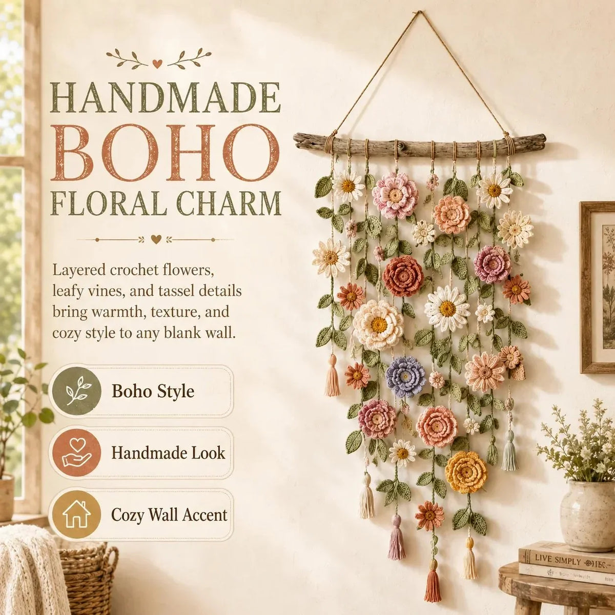 Purpose-Built Boho Crochet Flower Wall Hanging Decor for Everyday Use