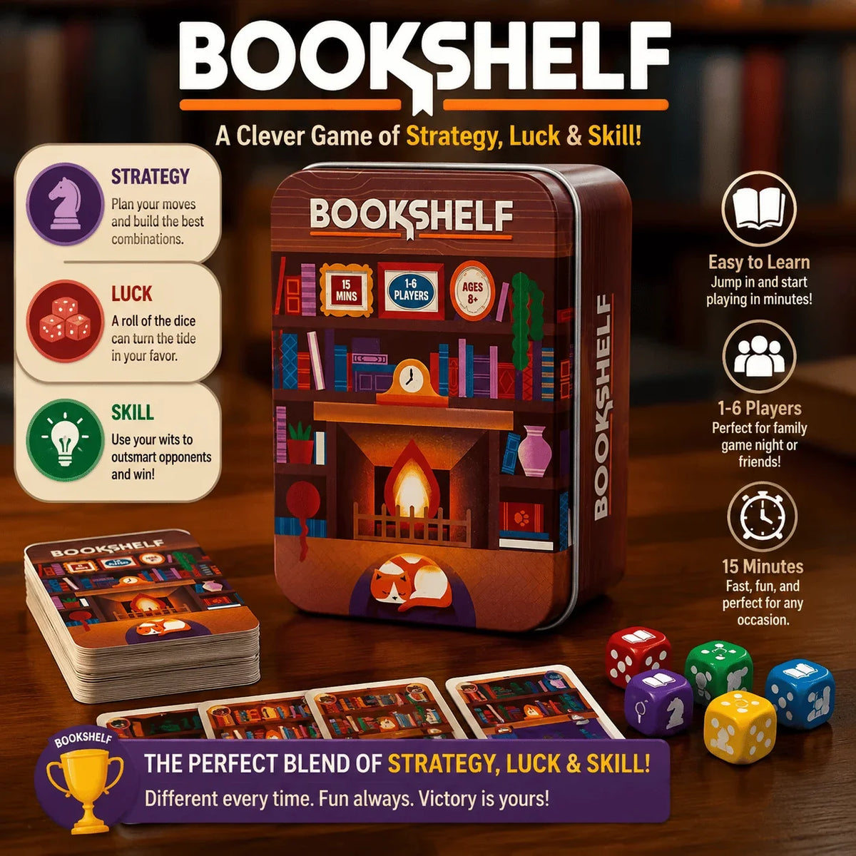 Vehicle-Ready Bookshelf Cooperative Stacking Game – Skill & Balance