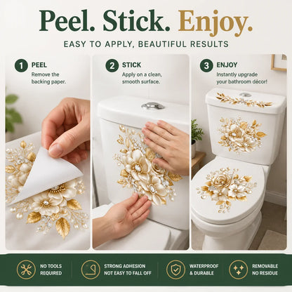 Purpose-Built Botanical Toilet Seat Sticker - Removable Green Leaf