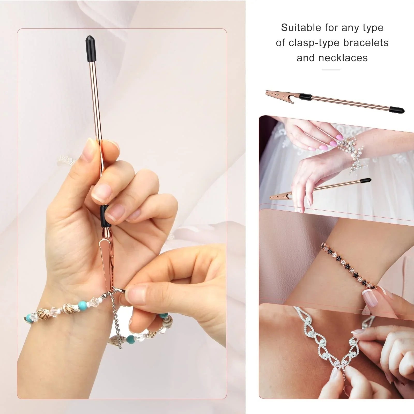 Metal Bracelet Clasp Helper with 6-Inch One-Handed Grip