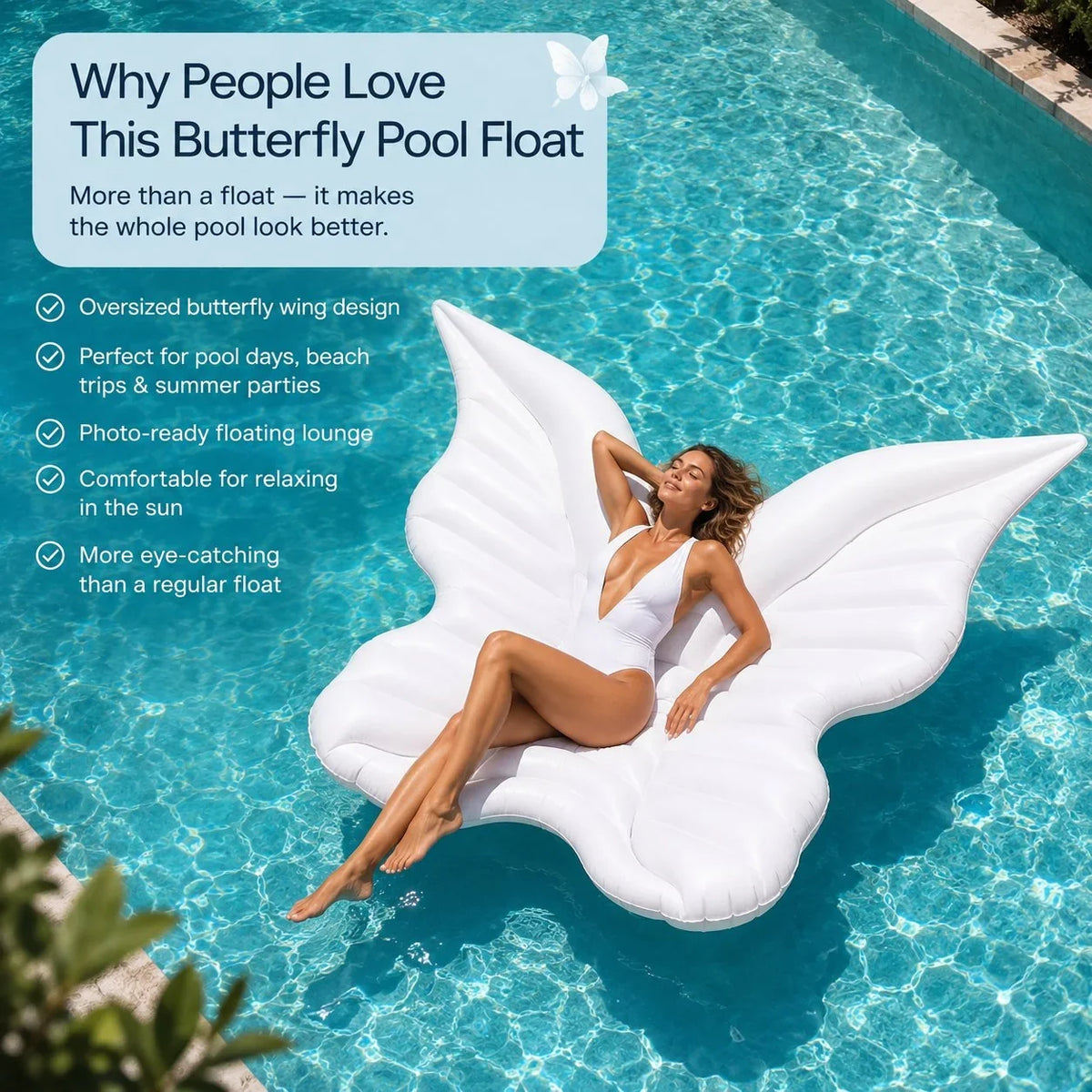 Oversized Butterfly-Wing Inflatable Pool Float for Lounging