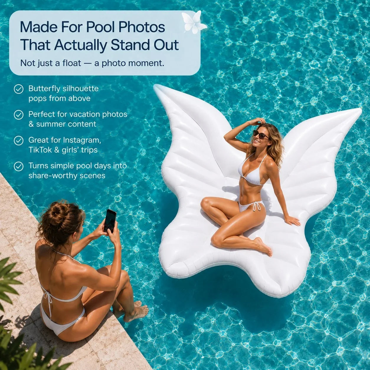 Oversized Butterfly-Wing Inflatable Pool Float for Lounging