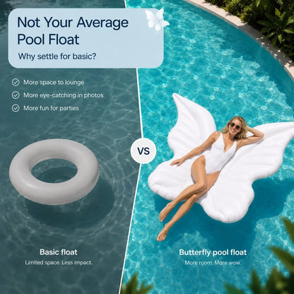 Oversized Butterfly-Wing Inflatable Pool Float for Lounging